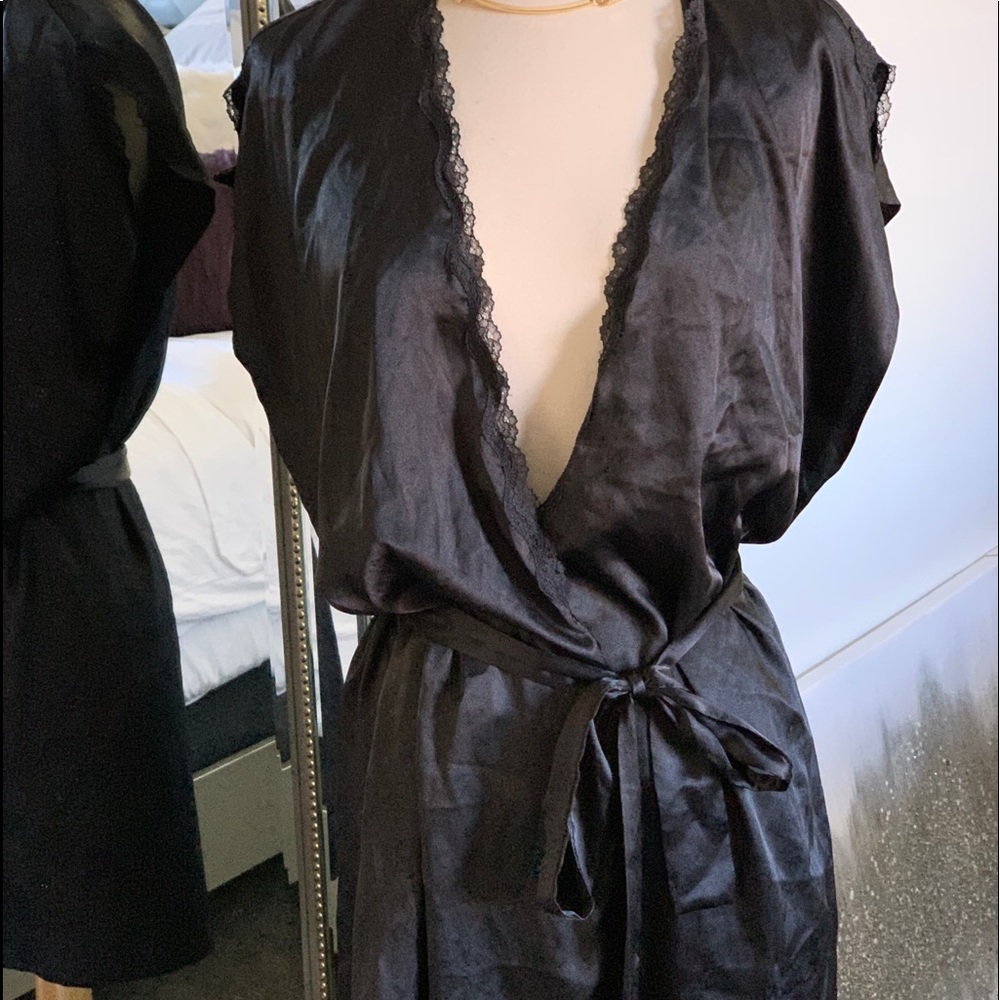 Victoria’s Secret Black Satin Robe